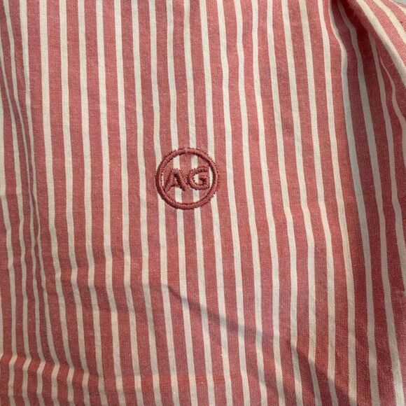 Adriano Goldschmied AG Jean Aiden Classic Button Up Shirt Red White Stripe Cotto - Picture 5 of 7